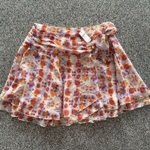 Aerie Mini Skirt Womens S Floral Flowy‎ Chiffon Wrap Ruffled
